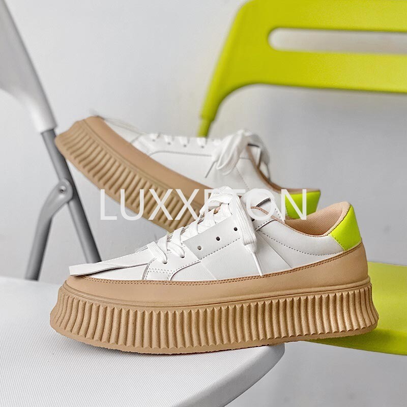 2024. gada pavasara un rudens vīriešu apavi Jauni elpojoši ādas apavi, daudzpusīgi mazi balti apavi ar biezu zoli, moderni sporta un ikdienas apavi