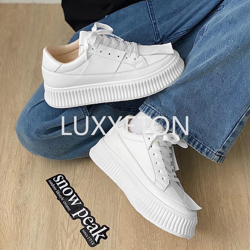 2024. gada pavasara un rudens vīriešu apavi Jauni elpojoši ādas apavi, daudzpusīgi mazi balti apavi ar biezu zoli, moderni sporta un ikdienas apavi