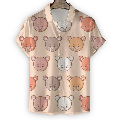 Vasaros aukštos kokybės vyriški havajietiški marškiniai 3D gyvūnų juoda katė marginta trumpomis atvartomis rankovėmis Didelio dydžio Havajų vyriški paplūdimio marškiniai su gėlėmis