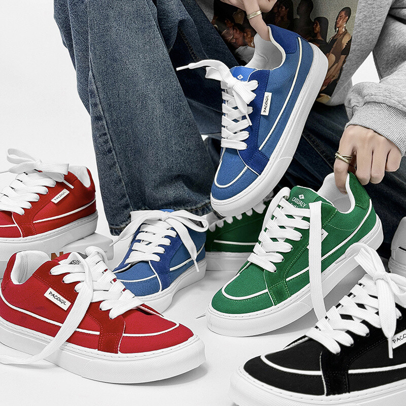 2025. gada Sarkanas audekla apavi vīriešiem Oriģinālas zemas vīriešu auduma kedas Komforta platforma Vīriešu skeitborda kedas zapatillas de lona