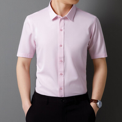 Klassikaline meeste särk suvine lühikeste varrukatega äriline Form Fit Pehme kortsudevastane sotsiaalne sile tööriided Sinine must hall suur 5XL