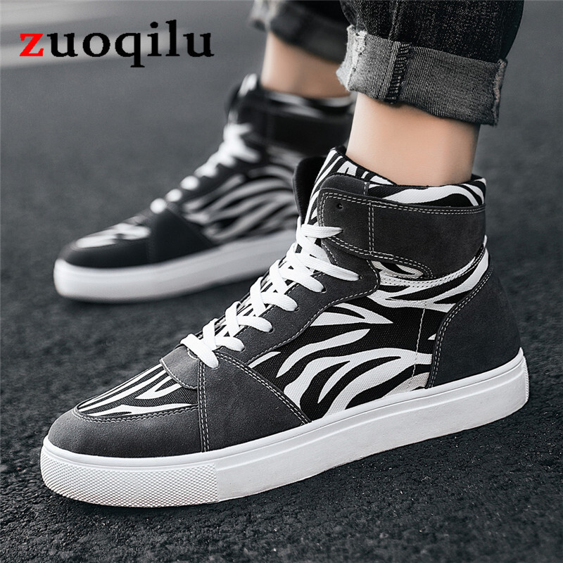 Platformas augstas augšdaļas sporta apavi Vīriešu ikdienas apavi liela izmēra 46 basketbola apavi Vīriešu sporta ikdienas apavi Vulcanized vīriešu Zebra kedas