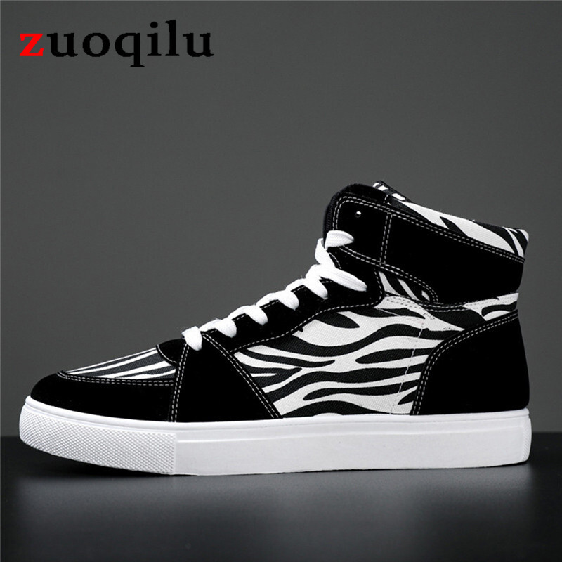 Platformas augstas augšdaļas sporta apavi Vīriešu ikdienas apavi liela izmēra 46 basketbola apavi Vīriešu sporta ikdienas apavi Vulcanized vīriešu Zebra kedas