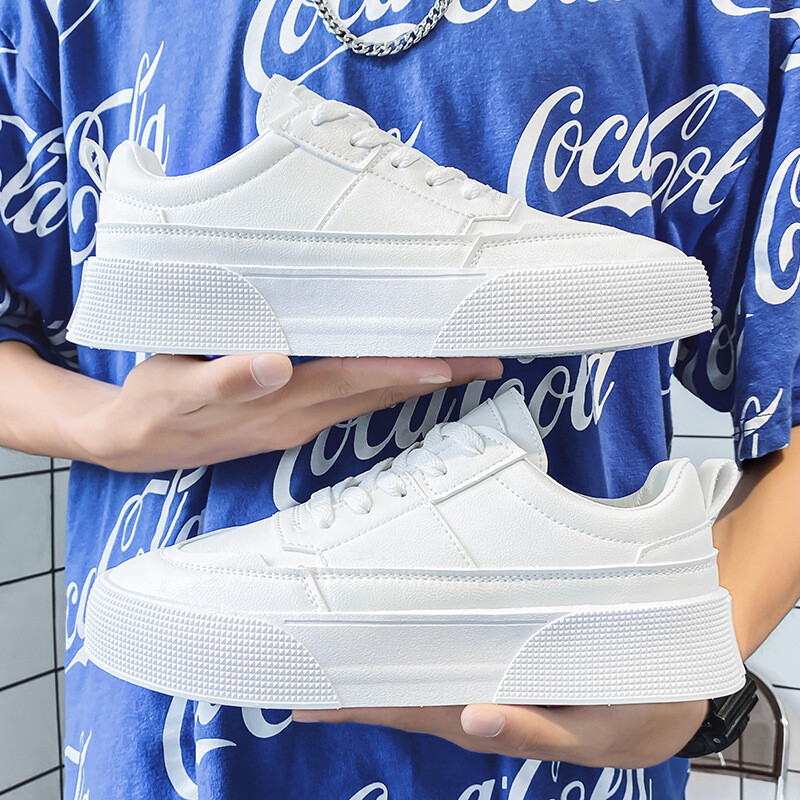 Meeste valged kingad Nahast vabaaja tossud Trend platvormkingad Mugavad vulkaniseeritud jalatsid meestele Valged Tenis Masculinos