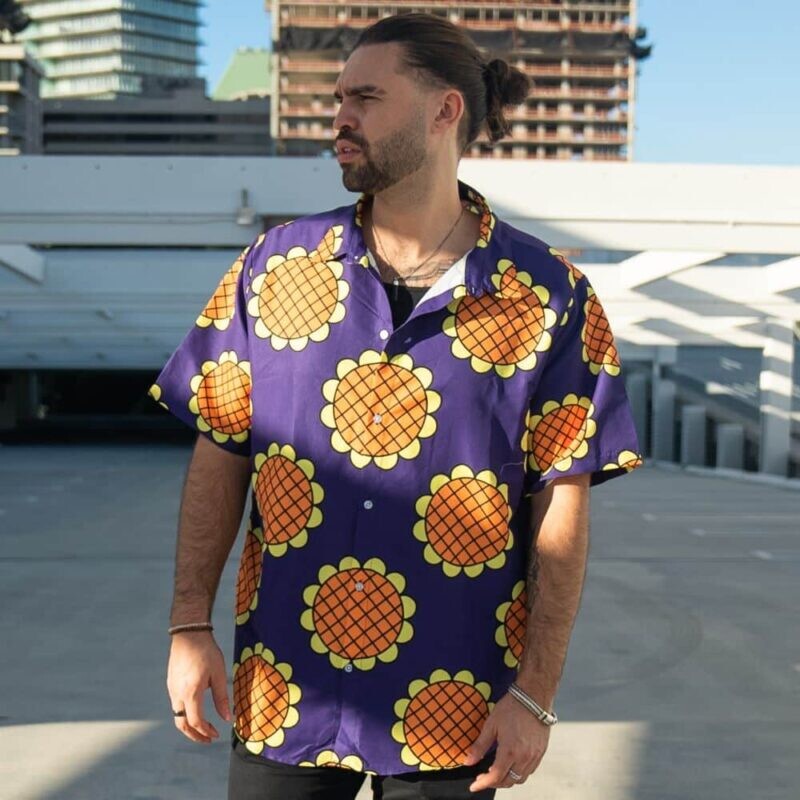 Meeste Jaapani vabaajasärk suveriided Meresinine Monkey D. Luffy Lucy Dressrosa One Piece Button Up Hawaii särk