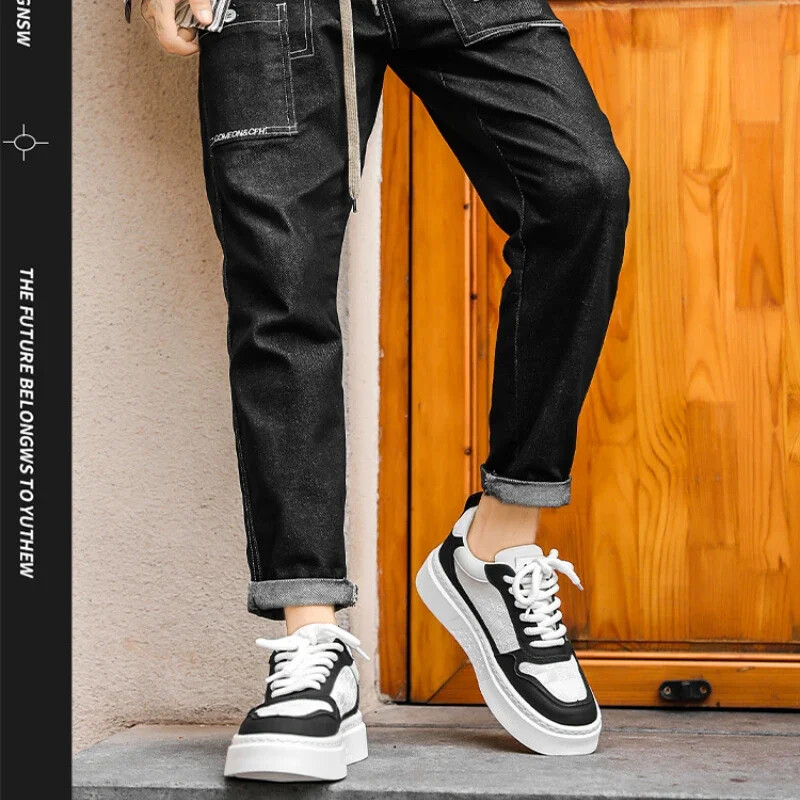 Nauja korėjietiška versija, spausdinta, vyriški batai riedlenčių sportui, vyriški, madingi, pralaidumo didinimo platforma, balti batai sportiniai laisvalaikio batai