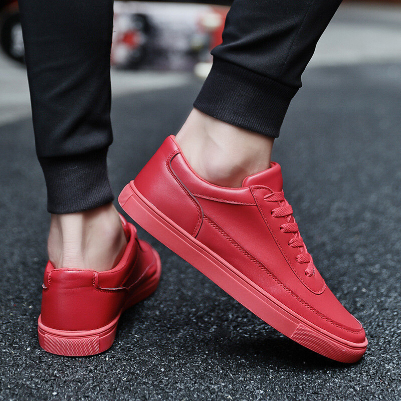 Vyriški laisvalaikio batai 2024 m. Nauji PU odos vyriški patogūs sportiniai batai Suvarstomi balti batai vulkanizuoti batai