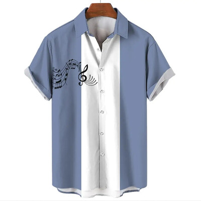 Havajų vyriški marškiniai Vasaros atvartas trumpomis rankovėmis marškinėliai Madingi paprastos juostelės spausdinti drabužiai Vyriški paplūdimio atostogų marškinėliai 2024 m.