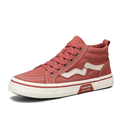 Mados tendencijų drobiniai batai vyrams Juodi stiliaus porai riedlenčių batai Laisvalaikio apvalūs suvarstomi batai su vulkanizuota apačia