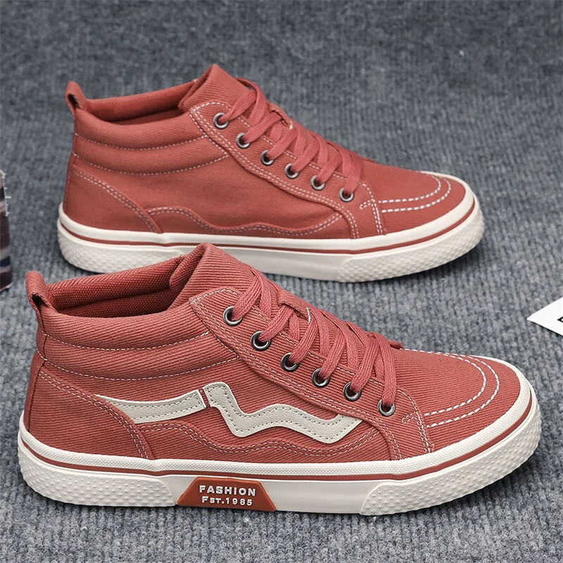 Mados tendencijų drobiniai batai vyrams Juodi stiliaus porai riedlenčių batai Laisvalaikio apvalūs suvarstomi batai su vulkanizuota apačia