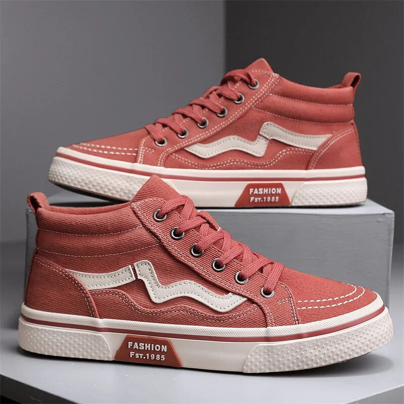 Mados tendencijų drobiniai batai vyrams Juodi stiliaus porai riedlenčių batai Laisvalaikio apvalūs suvarstomi batai su vulkanizuota apačia