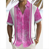 Meeste trükitud lühikeste varrukatega kraega särk, suvine mugav kangast särk, linane särk