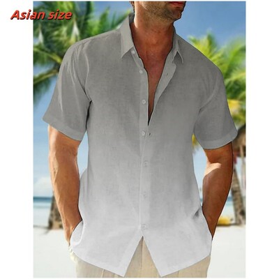 Spalvingi gradiento rašto havajietiški marškiniai vyrams Spalvoti blokai 3D spausdinti trumpomis rankovėmis laisvalaikio atvartas Aloha marškiniai Laisva palaidinė