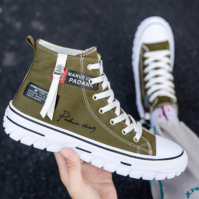 Vīriešu audekla apavi Augstas čības Elpojoša platforma Ikdienas apavi Šņorējami Dzīvoklii Vīriešu Neslīdoši Vulcanize Kurpes Tenis Masculino