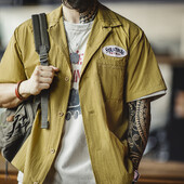 Maden Casual Oversize krekls bez gludekļa, īsām piedurknēm vienrindas atloks vienkrāsains vīriešu vasaras krekls