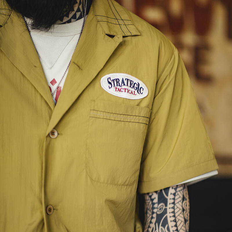 Maden Casual Oversize krekls bez gludekļa, īsām piedurknēm vienrindas atloks vienkrāsains vīriešu vasaras krekls