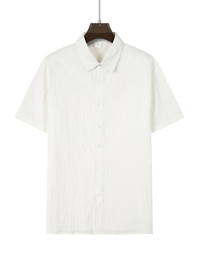 Kokvilnas karstā izpārdošana Vīriešu krekli ar īsām piedurknēm Vasaras vienkrāsaini nolaižama apkakle ikdienas pludmales stila lielizmēra