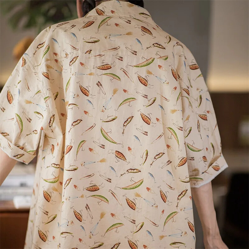 Maden Painted krekli ar īsām piedurknēm Kokvilnas Hawaii apdrukāts puspiedurkņu krekls vīriešiem un sievietēm Unisex vasaras brīvi ikdienas topi