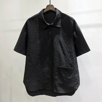 Brīvi, cieta režģa T-krekls ar īsām piedurknēm vīriešiem POLO Forši un elpojoši āra topi Vasaras zaļi sviedrus absorbējoši vintage T-krekli