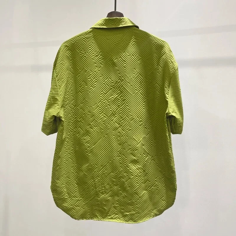 Brīvi, cieta režģa T-krekls ar īsām piedurknēm vīriešiem POLO Forši un elpojoši āra topi Vasaras zaļi sviedrus absorbējoši vintage T-krekli