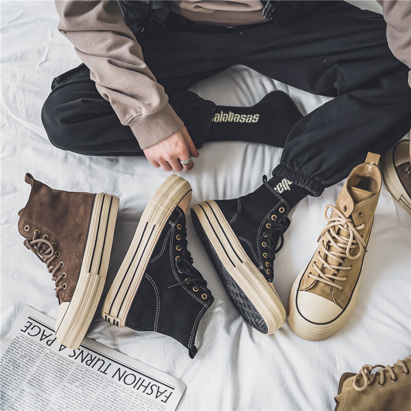 Klassikalised meeste Vulcanize kingad Mugavad kõrged meeste lõuendkingad Paeltega vabaaja platvormiga tossud meeste Espadrilles zapatos de lona