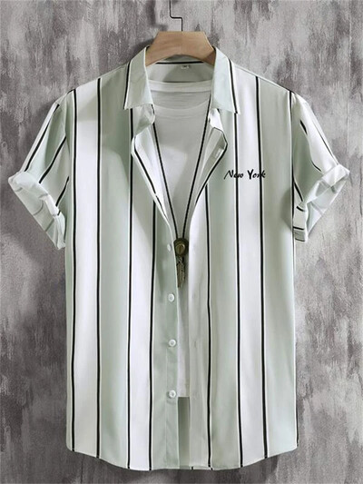 Tokijā apdrukāti krekli ar īsām piedurknēm Vīriešu vasaras pludmales krekls Hawaii ikdienišķa brīvdienu topi Jauni ātri žūstoši, moderni apģērbi vīriešiem