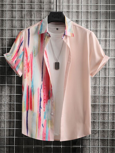 Tokijā apdrukāti krekli ar īsām piedurknēm Vīriešu vasaras pludmales krekls Hawaii ikdienišķa brīvdienu topi Jauni ātri žūstoši, moderni apģērbi vīriešiem