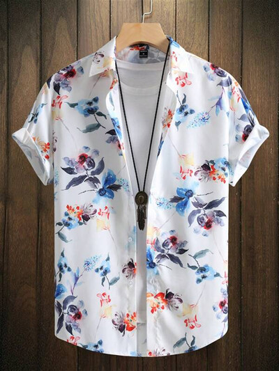 Tokijā apdrukāti krekli ar īsām piedurknēm Vīriešu vasaras pludmales krekls Hawaii ikdienišķa brīvdienu topi Jauni ātri žūstoši, moderni apģērbi vīriešiem