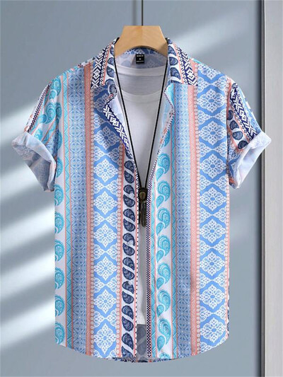 Tokijā apdrukāti krekli ar īsām piedurknēm Vīriešu vasaras pludmales krekls Hawaii ikdienišķa brīvdienu topi Jauni ātri žūstoši, moderni apģērbi vīriešiem