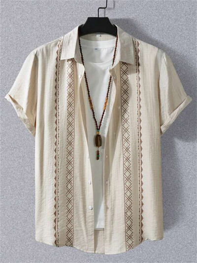 Tokijā apdrukāti krekli ar īsām piedurknēm Vīriešu vasaras pludmales krekls Hawaii ikdienišķa brīvdienu topi Jauni ātri žūstoši, moderni apģērbi vīriešiem