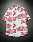 2025 m. Nauji Street Explosion Fashion Fish 3D spausdinimas Nauji suasmeninti vyriški vasariniai laisvalaikio marškiniai, baltiniai