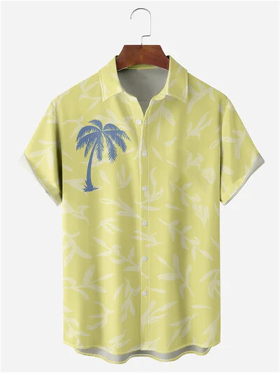 Vasariniai vyriški marškiniai 3D spausdinti taškeliais vienspalviai trumpomis rankovėmis marškinėliai su viena krūtine Havajų atostogų laisvalaikio vyriški atlapai