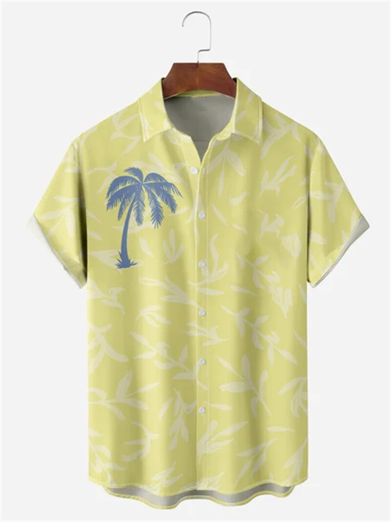 Vasariniai vyriški marškiniai 3D spausdinti taškeliais vienspalviai trumpomis rankovėmis marškinėliai su viena krūtine Havajų atostogų laisvalaikio vyriški atlapai