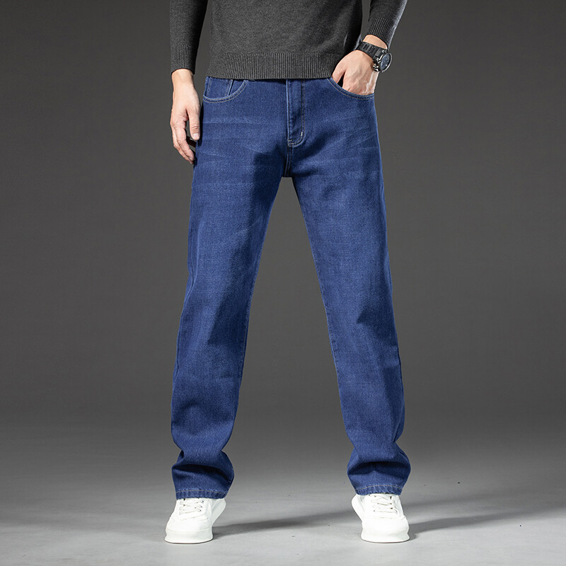 Suures suuruses 42 44 46 Talve fliis Meeste vabaaja teksad Stretch Fashion Puuvill Paks Plush Soe Denim Püksid Meeste Brändi Püksid