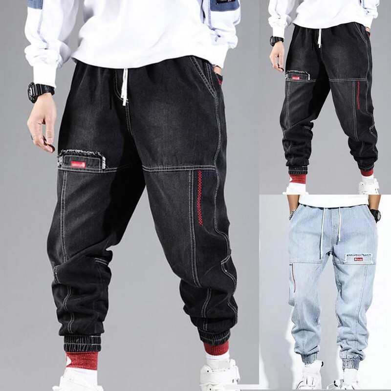 2023 m. nauji gatvės apranga Hip Hop Cargo Pants Vyriški džinsai Elastingi Harun Joggers Rudenį ir Pavasarį Vyriški Drabužiai