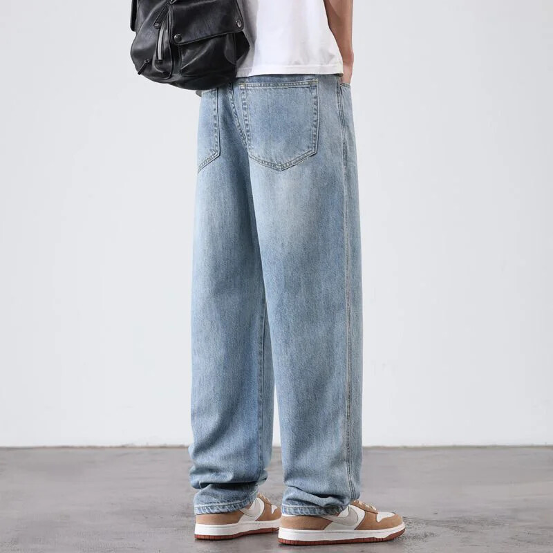 Vasariniai ploni lyocell vyriški džinsai, minkštas audinys Laisvas tiesus laisvalaikis džinsinės kelnės elastinės ledo šilko vyriškos aukštos kokybės kelnės