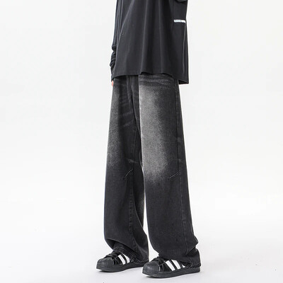 2024 m. amerikietiško stiliaus laisvalaikio džinsai gatvės mados vintažinės plačios kelnės plius dydžio laisvos tiesios kelnės vyriški džinsai M-8XL