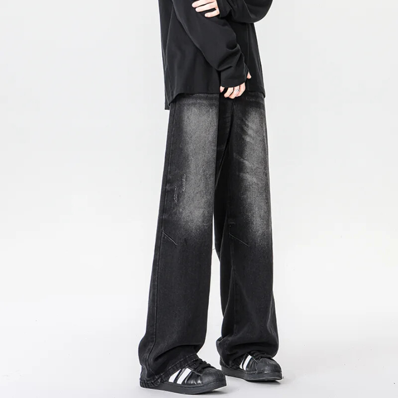2024 m. amerikietiško stiliaus laisvalaikio džinsai gatvės mados vintažinės plačios kelnės plius dydžio laisvos tiesios kelnės vyriški džinsai M-8XL