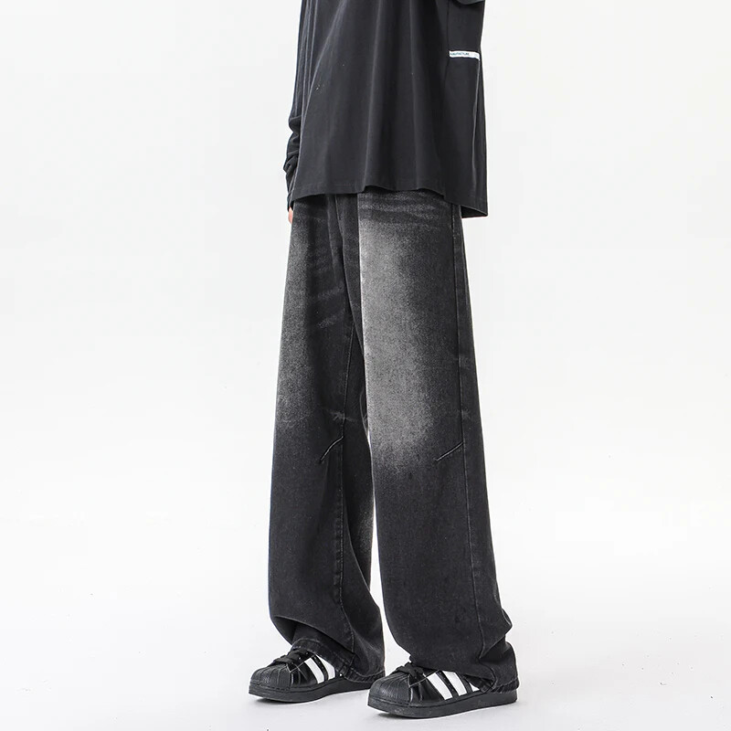 2024 m. amerikietiško stiliaus laisvalaikio džinsai gatvės mados vintažinės plačios kelnės plius dydžio laisvos tiesios kelnės vyriški džinsai M-8XL