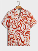 Vīriešu Abstract Art Kubas apkakles krekli Havaju brīvi elpojoši pludmales apģērbi Vīriešu āra ielas modes krekls vasaras vīriešu tops