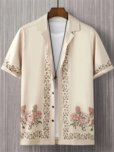 Vīriešu Abstract Art Kubas apkakles krekli Havaju brīvi elpojoši pludmales apģērbi Vīriešu āra ielas modes krekls vasaras vīriešu tops