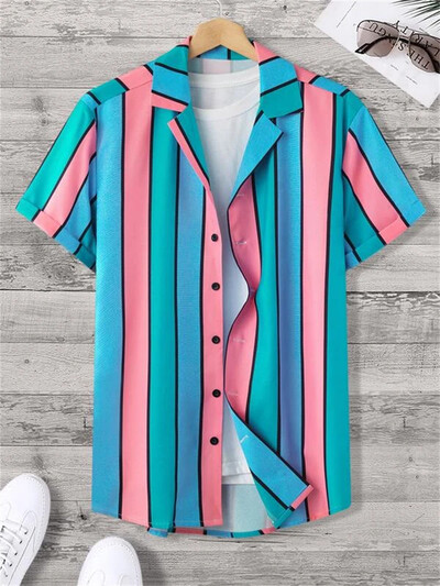 Vīriešu Abstract Art Kubas apkakles krekli Havaju brīvi elpojoši pludmales apģērbi Vīriešu āra ielas modes krekls vasaras vīriešu tops