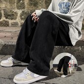 Korėjos mados klasikiniai džinsai vyriškos keturių sezonų laisvos tiesios plačios kelnės Gatvės hiphopo baggy studentiškos unisex kelnės