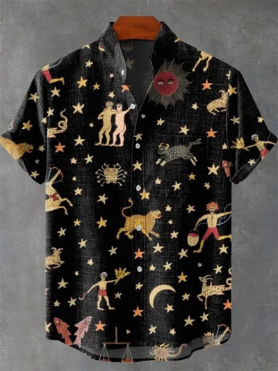 Vasaros nauji vyriški marškinėliai su 3D spausdinimu Terror Pattern Fashion Top linas