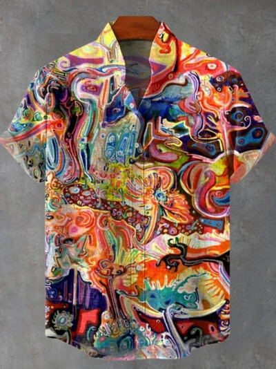 Vasaros nauji vyriški marškinėliai su 3D spausdinimu Terror Pattern Fashion Top linas