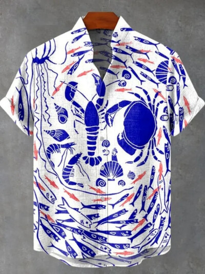 Vasaros nauji vyriški marškinėliai su 3D spausdinimu Terror Pattern Fashion Top linas