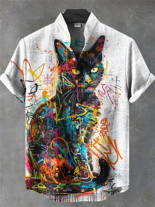 Vasaros nauji vyriški marškinėliai su 3D spausdinimu Terror Pattern Fashion Top linas