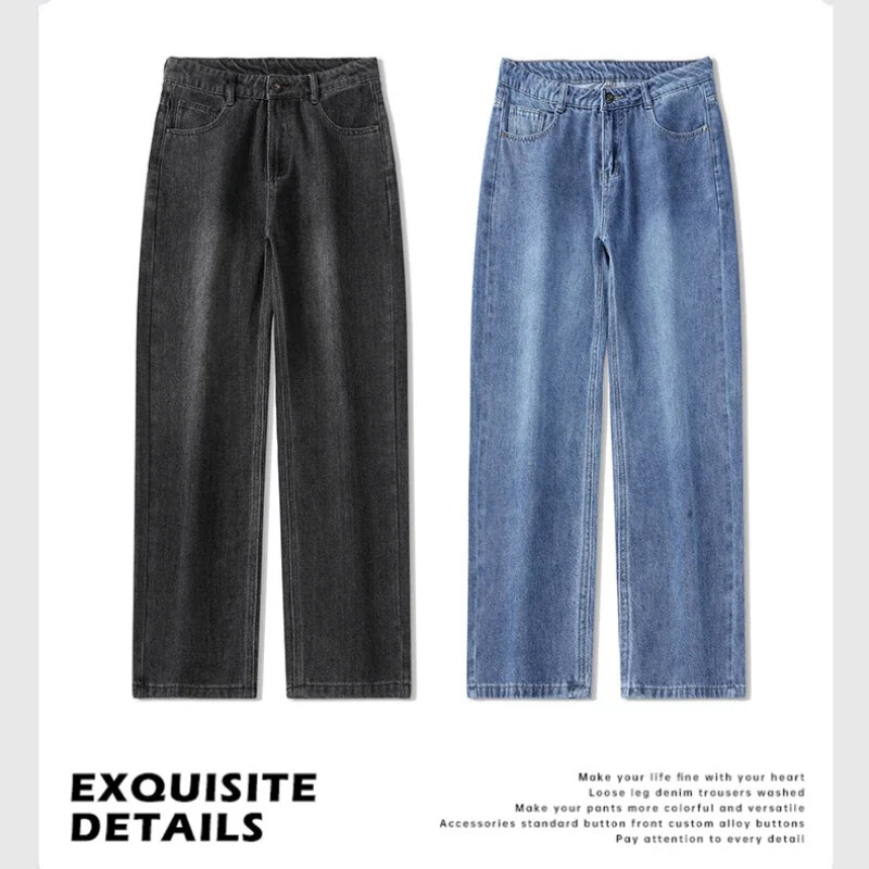 2024 m. grynos medvilnės laisvos tiesios plačios džinsai rudens žiemos mados prekės ženklo Cargo laisvalaikio kelnės vyrams Kelnės