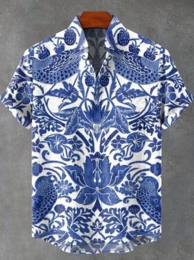 Moderna društvena muška majica s 3D printom, majica s dugim rukavima i ovratnikom od lana