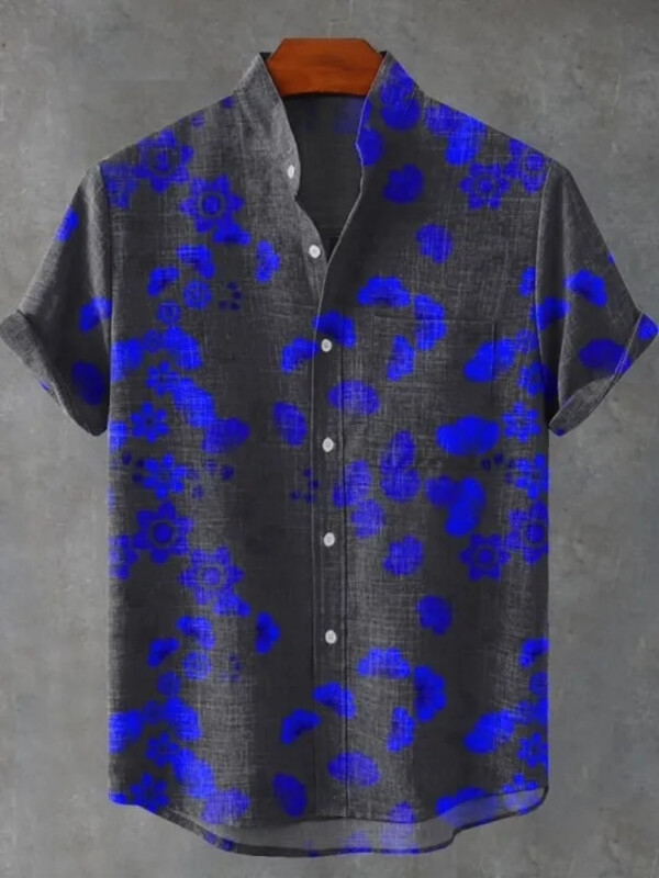 Moderna društvena muška majica s 3D printom, majica s dugim rukavima i ovratnikom od lana